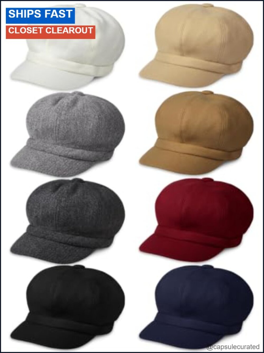 8 Pack Women Newsboy Caps Soft Vintage 8 Panel Beret Hats Warm Winter Cap